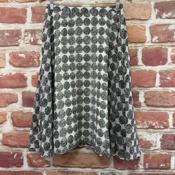 Halogen Skirt Women's 6 Black White Polka Dot Abstract Casual Career Zip Up - Picture 1 of 8